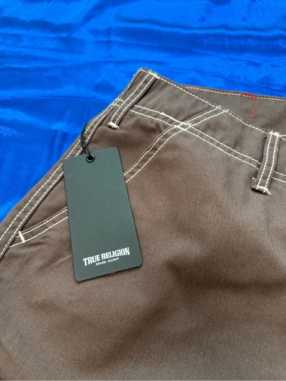 True Religion Brown / Bracken Utility Cargo Shorts with Contrast Stitching - 32
